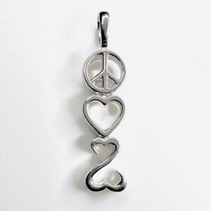 Jane Seymour Peace Love Open Hearts Stack Pendant 925 Sterling Silver JWBR